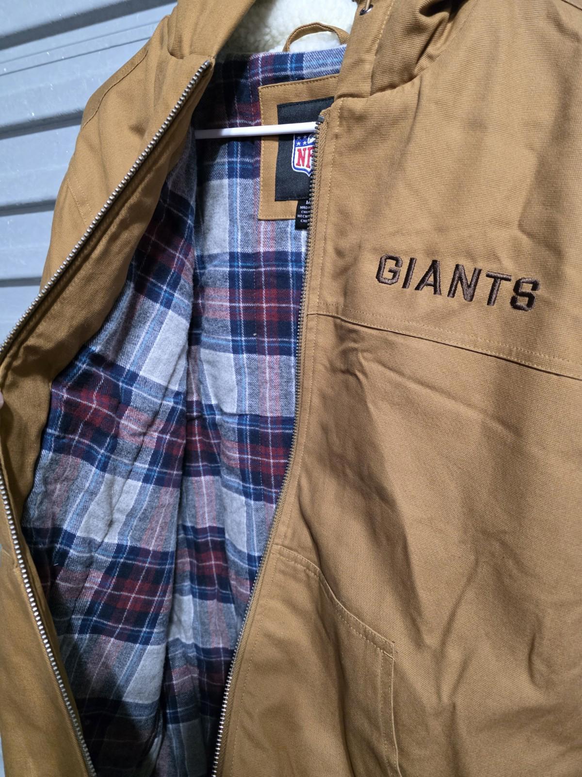 NFL Giants Men’s M Brown Sherpa Lined Full Zip Hooded Jacket Team Apparel